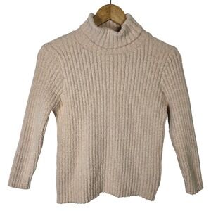 Mud Kingdom Kids Cream Ribbed Fuzzy Turtleneck Sweater Size 7-8Y‎